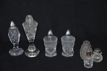 25) Assorted Lot Of Clear Glass Salt And Pepper Shakers 7 Pieces