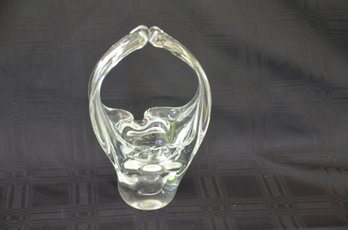 70) Vintage Clear Crystal Glass Basket With Handle Candy Dish 7.5'H