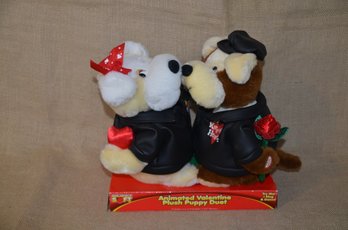 (#161) Animated Valentine Plush Puppy Duet Sings & Dances ( Needs Batteries )