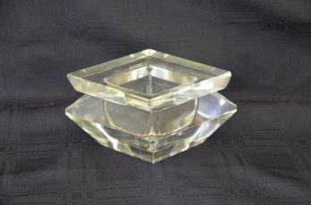 71) Heavy Crystal Diamond Shape Trinket Box