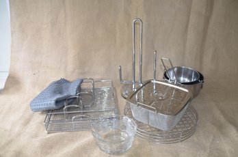 (#134) Kitchen Accessories ( Paper Towel Holder, Flatware Tray, Mixing Bowls)