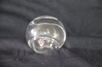 73) Orrefor Sweden Clear Glass BaseBall Paperweight Display 3' Round