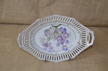 (#44) Vintage Bavarian Porcelain Serving Bowl 9.5'floral Grape Pattern