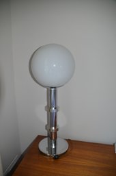 Vintage Mid Century Modern Chrome Globe Glass Shade Table Lamp