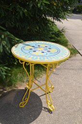 96) Mosaic Top Iron Side Accent Table 24' Diag.