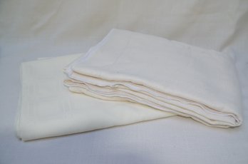 151) Lot Of 2 Table Clothes Approx. 82x59 And 57x79 Beige ( No Visible Stains)