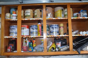 (#37) All Shelves With Paint / Briggs & Stratton Oil / Painting Supplies