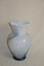 47) Glass Swirl White & Black Vase 10.5'H