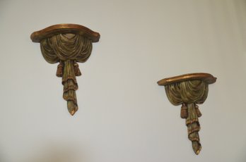 Set Of Wall Resin Decorative Sconces Green / Gold