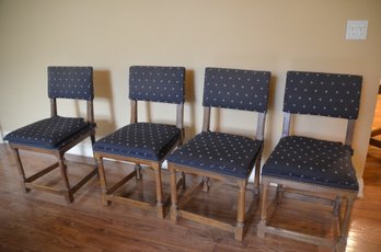 Set Of 4 Vintage Upholstered Seated And Back Chairs