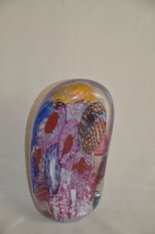 49) Murano Art Glass Multi Colorful Glass Paperweight Decorative  9.5'H