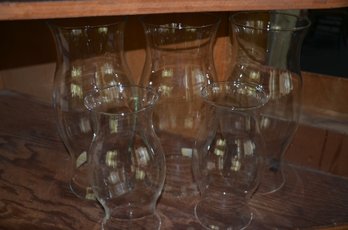 (#75) Glass Lamp Globes Flutes 2 At 9' And 3 At 12'