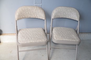 157) Samsonite Upholster Seat And Back Folding Chairs Set Of 2