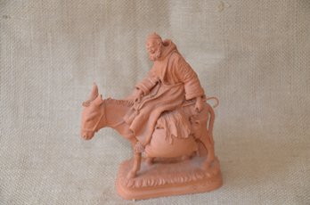 (#46) Italian Pottery Shepard On Donkey Figurine