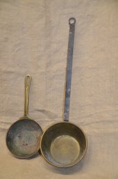(#44) Vintage Rustic Copper Ladle With Iron Handle Smaller With Brass Handle