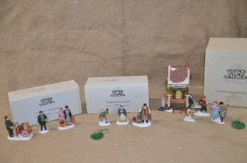 (#132) Dept. 56 Figurines: HOLIDAY TRAVELERS ~ COME INTO THE INN ~ CHILDE POND & SKATERS Heritage Dickens