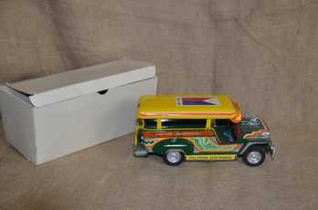 130) Promotional Die- Cast Metal Yellow & Green Philippine Centennial Toy Bus In Box