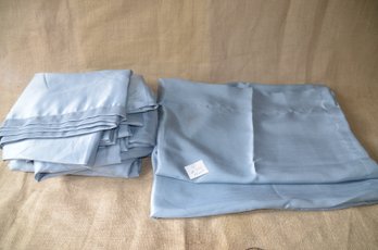 (#150) Nylon Sheer Slate Blue Curtains 24x84 ( 6 Panels )