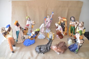 (#15) Amazing Unique Oversized Loferedo Bros. Made In Italy 15 Pieces Colorful Nativity Set