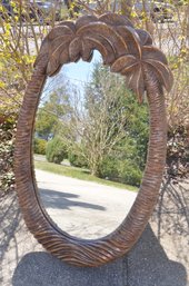 (#1) Oval Wood Frame Mirror