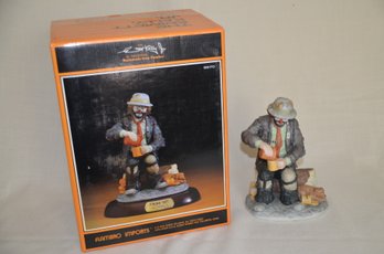 102) Signed 1988 By Emmet Kelly Clown DINING OUT Jr. Collection Flambro #2577/12000  With Box 8'
