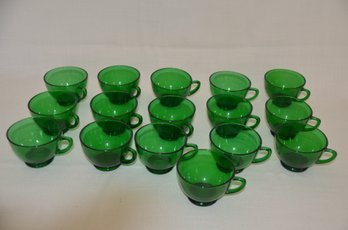 41) Forest Green Glass Handle Cups 16