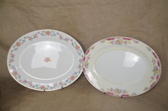 (#109) Vintage Floral Serving Platters 13' And 11.5'