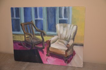 321) Unframed Painting Of Chairs 18x14