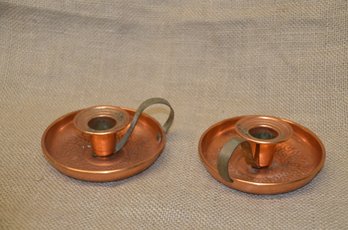 (#51) Copper Candle Stick Holder Pair