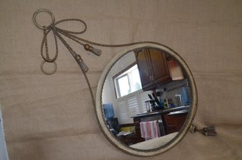 (#5) Round Tassels Top Metal Wall Hanging Mirror (heavy)