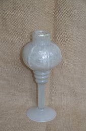 (#13HH) White Cased Glass Candleholder Or Bud Vase 9'Height