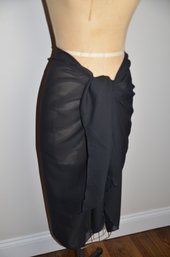 (#149BS) Multi Use Silk Black Bathing Suit Cover Up Skirt ~ Wrap Around Shawl
