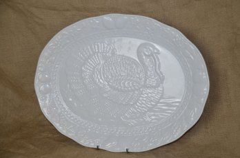 (#111) Ceramic Oval Turkey Serving Platter Thanksgiving 18'