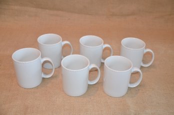 (#32) Set Of 6 Farberware Classic White Ceramic Coffee Mugs 8oz.