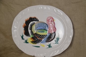 (#112) Ceramic Oval Turkey Serving Platter 18' Thanksgiving