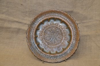 (#53) Vintage Brass / Copper  Decorative Plate Tray 7.5' Dia