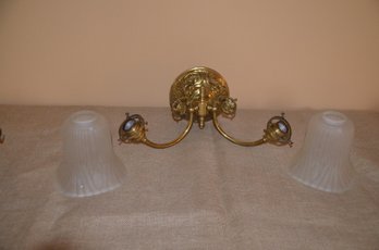 325) Wall Hard Wire Wall Double Sconce With Glass Shades