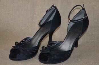 (#101DK) Dress Devine Moda Black Satin Shoe Size 7.5 With Box