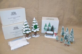 (#138) Dept. 56 OUR OWN PARK BENCH ~ VILLAGE PORCELAIN PINE TREE SMALL ~ Assorted Tree Sizes