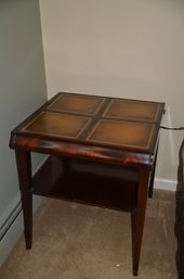 Vintage Leather Top Side Accent End Table