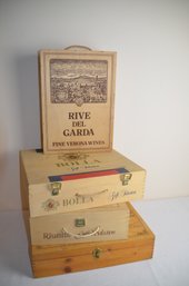 (#39) Set Of 4 Assorted Lot Of Wood Storage Wine Boxes