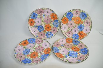 (#87) Vintage G M T Co. Inc. Divided Plate 11.5' Ceramic Hand Painted Flowers Germany Lot Of 4 - Some Cracks