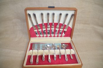 (#3) Complete National Silver Co. Silver Plate Flatware Set 58 Pieces In Storage Box