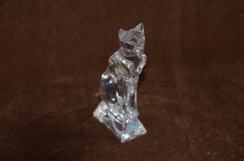 (#169) JG Durand France Lead Crystal Art Glass Egyptian Siamese Cat Figurine Paperweight 5.5'H