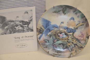 341) Decorative Bird Bradex 1989 Plate SONG OF PROMISE By Lena Liu No. 84-620-26.2 With Box And Certificate