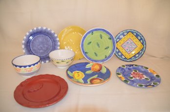 80) Assorted Ceramic Hand Painted 7 Plates And 2 Bowls