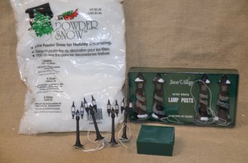 (#140) Dept. 56 Accessories: LAMP POST WITH GARLAND ~ ENGLISH POST OFFICE ~ LAMP POST Battery Operated