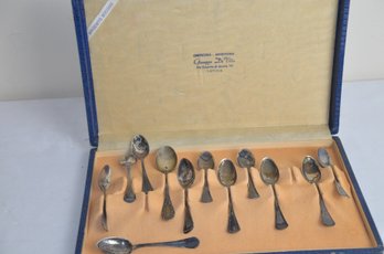 (#41) Vintage Silver Plate Demitasse Spoon Set (Oreficeria Argenteria Giuseppe Devitis)