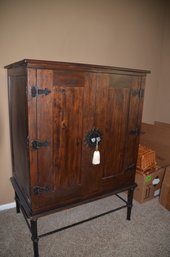 217) Wood Armoire Storage Cabinet