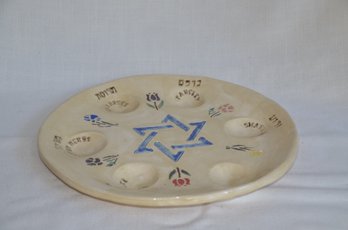 87) Handmade Pottery Seder Platter 14.5' Round